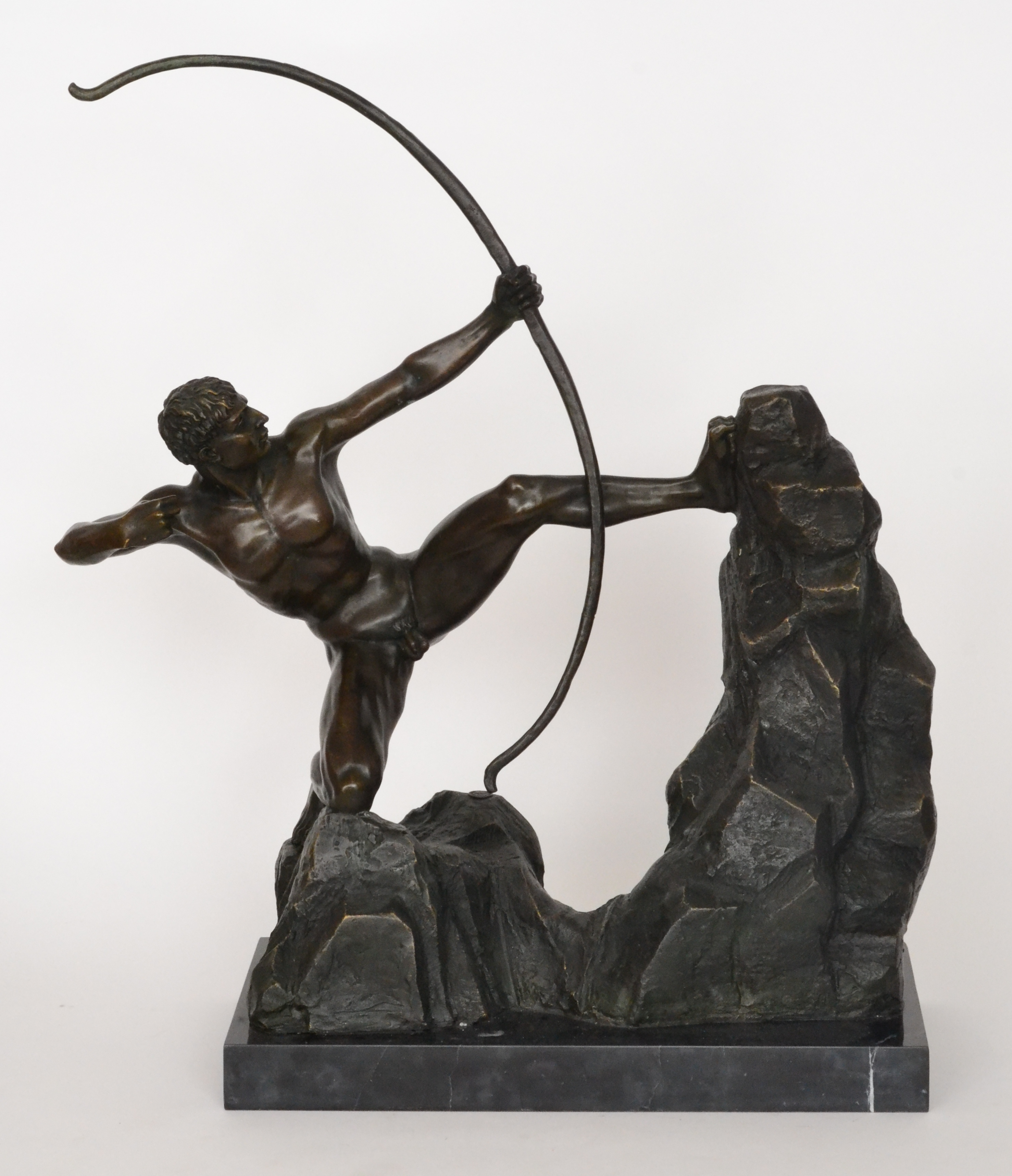Unknown - A large contemporary cast bronze figure in the Art Deco taste modelled as a naked male
