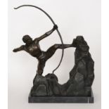 Unknown - A large contemporary cast bronze figure in the Art Deco taste modelled as a naked male