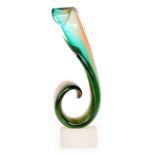 Murano - Cenedese - An abstract sculpture formed as a large curl, the clear cased body with a