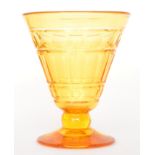 Barnaby Powell - Whitefriars - A large Golden Amber footed pedestal glass vase of conical form cut