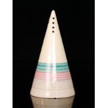 Clarice Cliff - Banded - A conical sugar sifter circa 1933, hand painted with turquoise, pink and