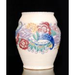 Carter Stabler Adams - Poole Pottery - YQ - A shape 429 vase decorated with a deep band of stylised