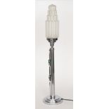 Unknown - A large Art Deco style 'Skyscraper' table lamp, the chrome plated pedestal with three