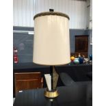 Unknown - A 1950s/1960s black and cream acrylic table lamp and shade, height 90cm.