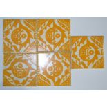 Peggy Angus - Pilkington's & Carter - Five 6in dust pressed tiles decorated with in the 'Classic