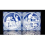 John Moyr Smith - Minton - Five 6in dust pressed tiles from the Industrial Series (The Trades)