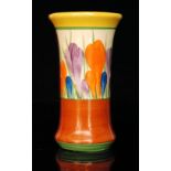 Clarice Cliff - Crocus - A shape 206 vase circa 1928, hand painted with a band of Crocus flowers