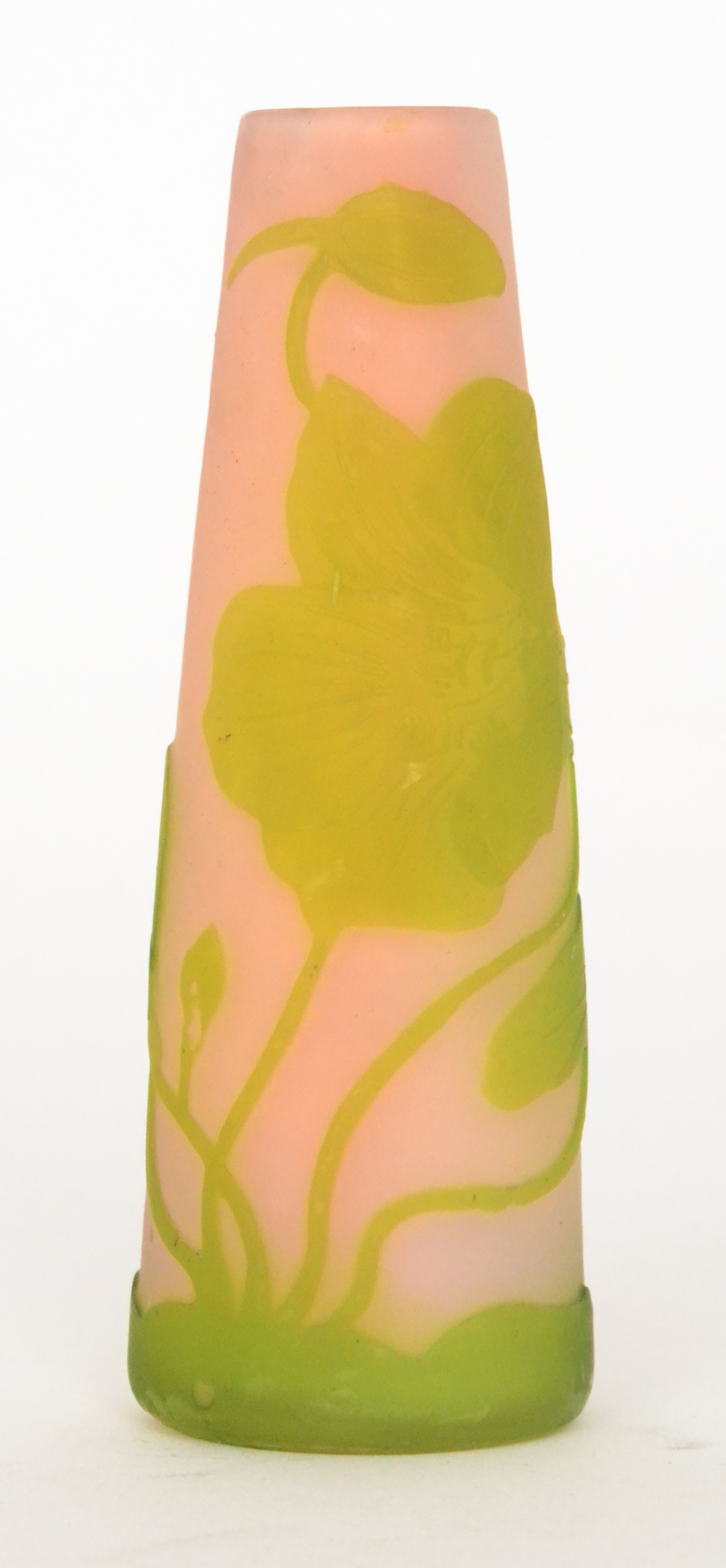 Emille Galle - A small early 20th Century cameo glass vase of tapered sleeve form cased in green