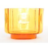 William Wilson - Whitefriars - A 1930s Golden Amber footed high sided glass bowl decorated with