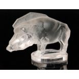 Rene Lalique - A glass car mascot titled Sanglier modelled as a standing wild boar,