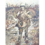 A. L. Hammond - A British Tommy in the trenches, oil on board, signed, framed, 120cm x 90cm