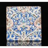 Unknown - A late 19th to early 20th Century plastic clay tile relief moulded with flowers and