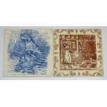 Helen J.A Miles - Wedgwood - An 8in Old English (The Months) tile depicting August with a stenciled