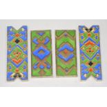 Pilkington's - Four plastic clay rectangular border tiles, comprising two 2.5in x 6in and two 2.5in