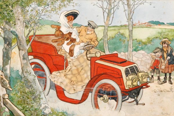 Rene Bull (1872 - 1942) - The Romance of Motoring, watercolour, signed and dated 1903, framed, - Image 2 of 3