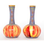 Loetz - A pair of late 19th Century Carneol Ware vases of globe and shaft form decorated in the