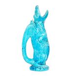 Burmanofts - A large late 19th Century jug modelled as a grotesque blue glazed dragon,