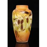 Emille Galle - A large cameo glass vase of shouldered ovoid form with shallow collar neck,