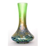 Dave Barras - Okra - A studio glass vase of compressed globe and shaft form decorated with blossom