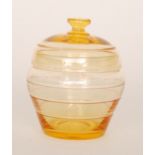 James Powell & Sons - Whitefriars - A 1930s Golden Amber glass powder bowl and cover with