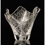 Kosta - A contemporary clear glass vase of handkerchief form engraved with autumnal trees, etched