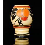 Clarice Cliff - Mango Cafe au Lait - A shape 362 vase circa 1931, hand painted with stylised fruit