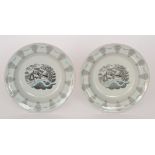 Eric Ravilious - Wedgwood - Travel - Two shallow bowls each decorated with a roundel depicting a