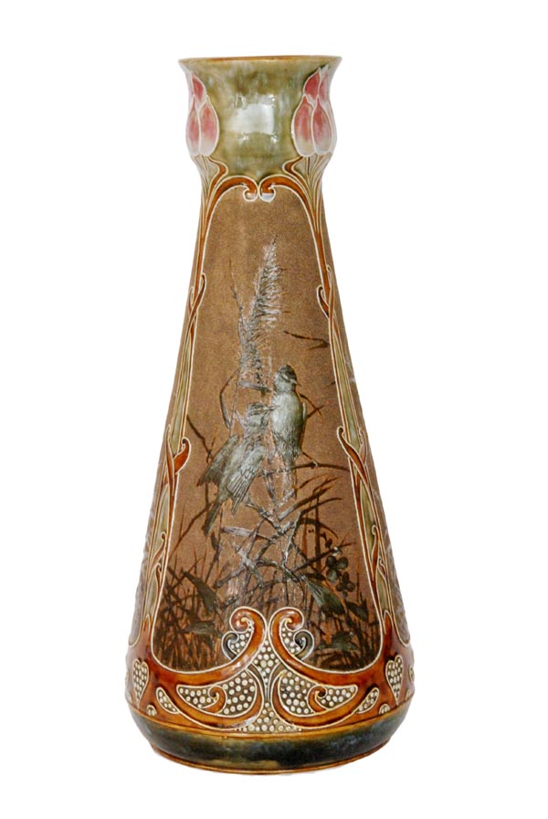 Florence Barlow - Doulton Lambeth - A large late 19th Century vase of tapering form decorated with