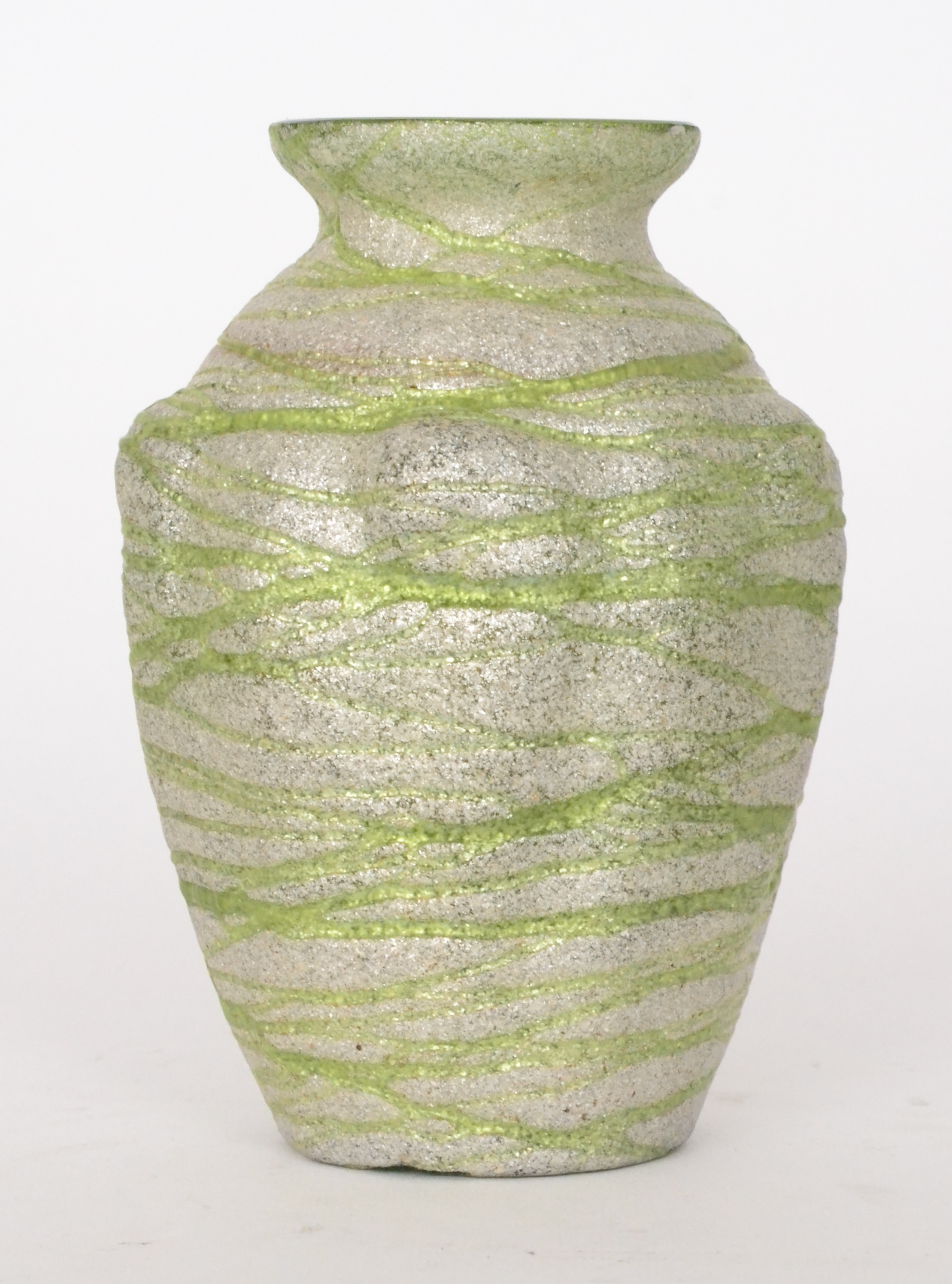 Kralik - An early 20th Century vase of lobed ovoid form with collar neck decorated in the Silveria