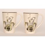 Eric Ravilious - Wedgwood - Garden Implements - Two lemonade mugs, each decorated with a barrel