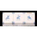 Unknown - Three 19th Century 5in plastic clay tiles each decorated in the Delft style with Tudor