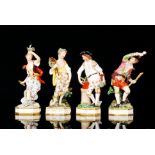 A set of four 18th Century Chelsea Derby figurines depicting the four elements,