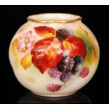 A Royal Worcester ovoid vase decorated by Kitty Blake,