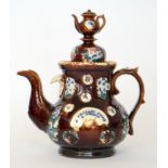 A late 19th Century Barge Ware teapot entitled 'A present from a friend',