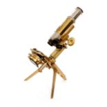 An early 20th Century brass monocular microscope by J Swift and Son London No 1342,