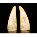 A pair of 19th Century scrimshaws, possibly whale,