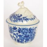 A late 18th Century First Period Worcester butter tub and cover decorated in the underglaze blue