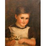 ENGLISH SCHOOL (CIRCA 1900) - Portrait of a little girl holding a bunch of daisies, oil on canvas,