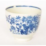 An 18th Century Caughley high sided bowl decorated in the Fence pattern, inner double line border,