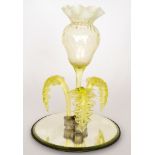 A late 19th Century Stourbridge vaseline glass epergne,