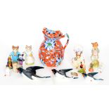 A small mixed lot to include a set of three graduated Beswick kingfishers,