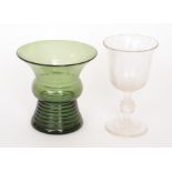 A large 20th Century clear crystal glass goblet with circular spread foot,