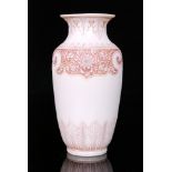 A late 19th Century Thomas Webb & Sons Ivory cameo glass vase of shouldered ovoid form below a