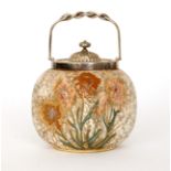 A late 19th Century Doulton Burslem square biscuit barrel,