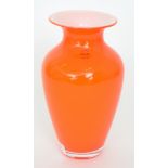 A contemporary Italian Murano glass vase of shouldered ovoid form with flared collar neck,
