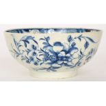 A late 18th Century First Period Worcester bowl decorated in the underglaze blue and white