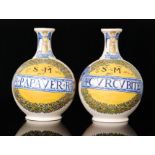 Two reproduction drug jars each of ovoid form with flared collar necks,