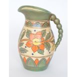 A 1930s Charlotte Rhead for Crown Ducal Ankara 5983 pattern flower jug,