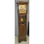 A 1930s oak cased Art Deco style Grandmother clock,