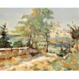 MICHAEL D'AGUILAR (1924-2011) - A sunlit wooded landscape, oil on canvas, signed and dated '71,